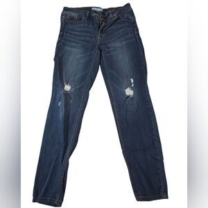 Wax Jean Women's Dark Blue Distressed Skinny Jeans